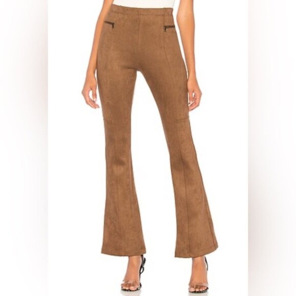 BCBGMAXAZRIA REVOLVE Faux Suede Flare Pants Pull on Size SMALL